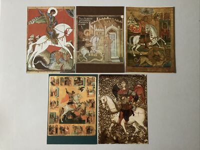 5 Postkarten Heiliger Georg, Drachentöter, Schutzengel, Erzengel,Auswahl , Neu