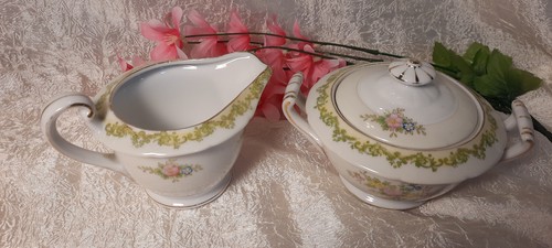 Vintage Porcelain Sugar & Creamer Set, Maple Ware, Made in Japan - Picture 2 of 11