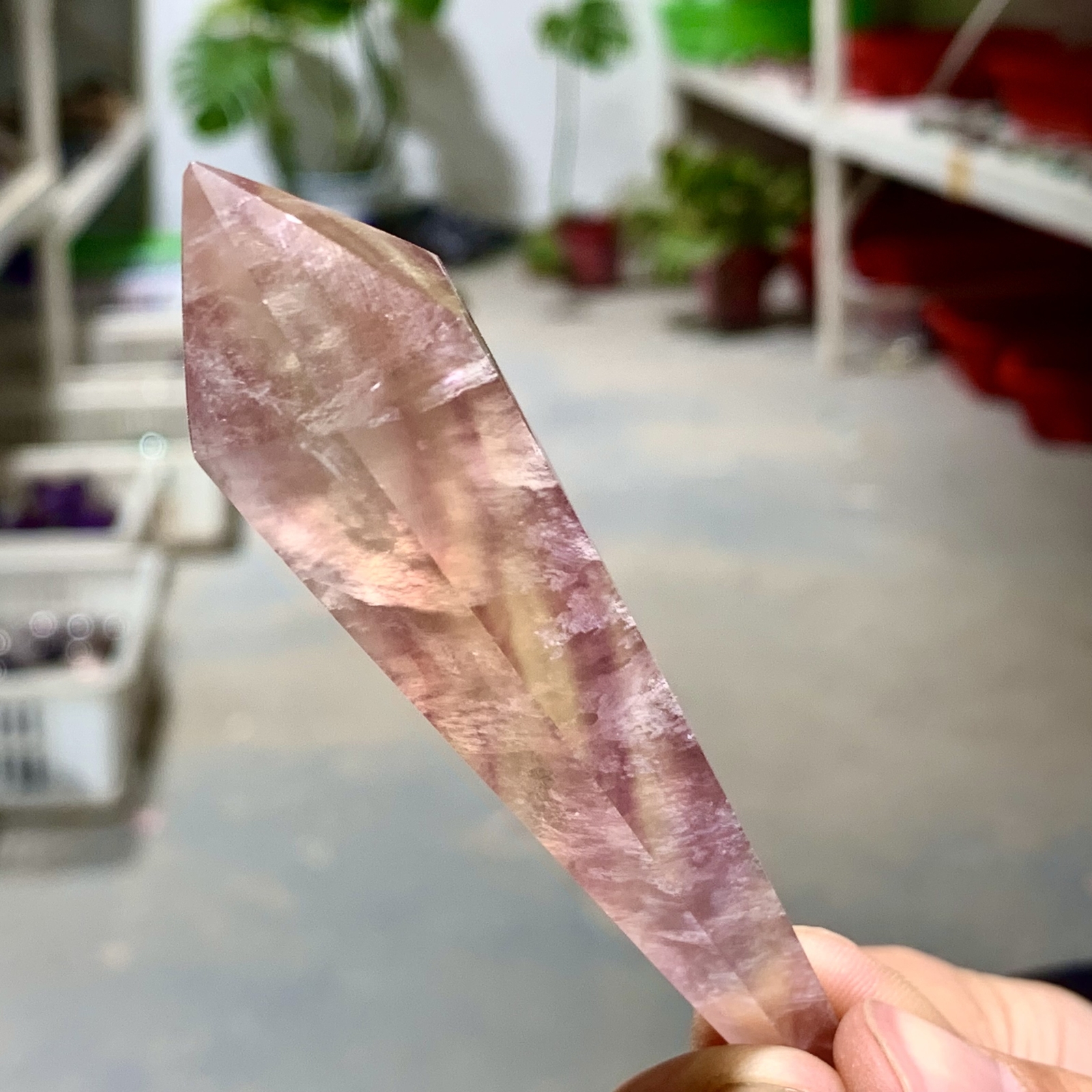 56G Natural Rainbow Fluorite Crystal Obelisk for Energy Healing and Meditation