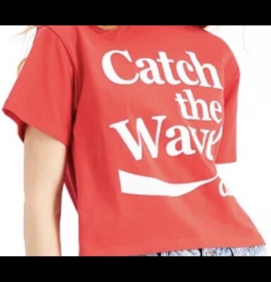 Mad Engine Coca-Cola Juniors cropped cotton Graphic t-shirt size L Retail $24