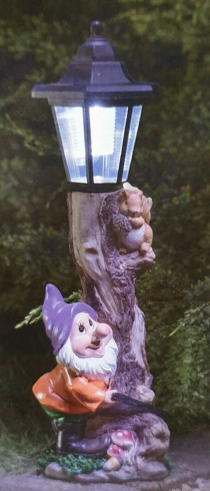 Lámpara LED GNOMO con energía solar poste jardín exterior adorno estatua  Foto 2 de 4