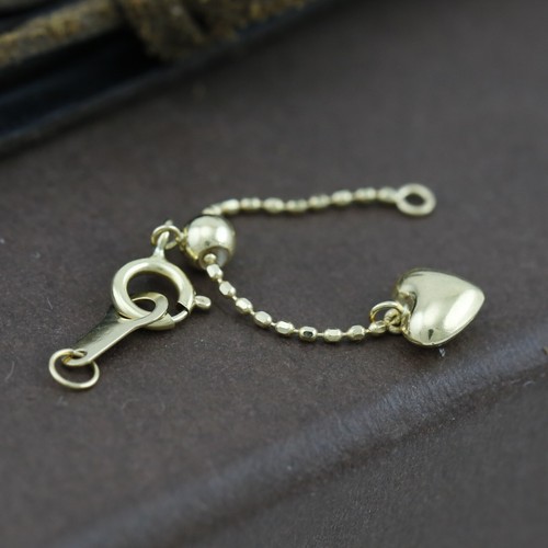 Cadena de extensión de corazón genuina de oro amarillo liso de 18 quilates 3 cm - Imagen 5 de 5