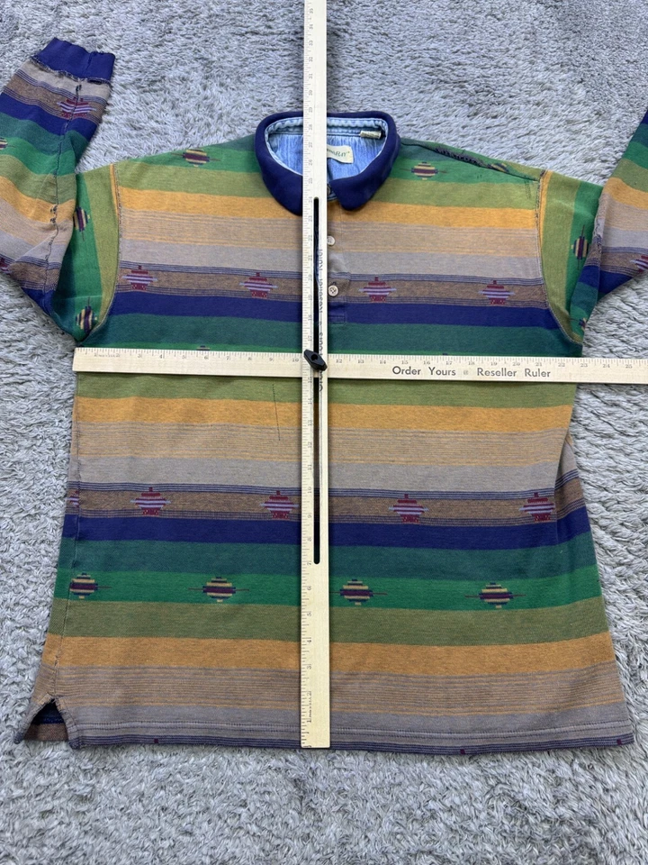 Camisa Polo De Colección St Johns Bay Rugby Hombres XL Suroeste Azteca Fair Isle Rayas Años 90 Foto 4 de 4