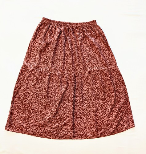 womans, new handmade brown pink blush elasticated waist, midi skirt comfortable