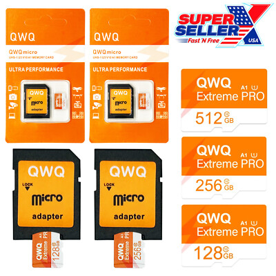 Micro SD Card Memory 128GB 256GB 512GB PRO Extreme A1 U3 V10 Class 10 - 2 PACK