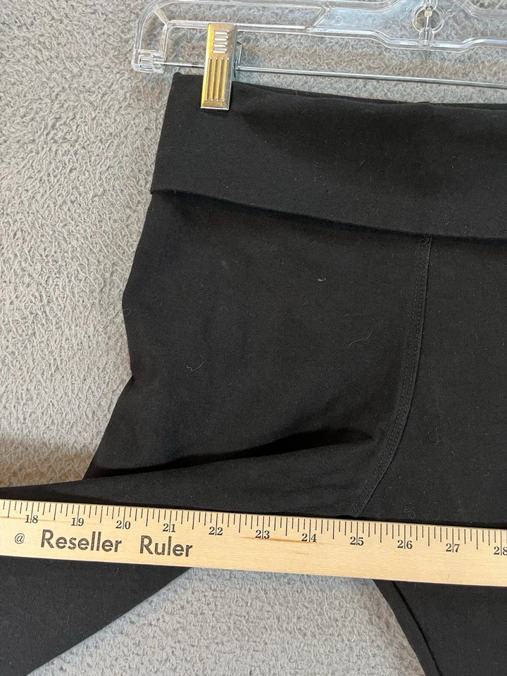 Pantalones de yoga T Party para mujer pequeños negros pierna ancha acampanados plegables cintura gimnasio Foto 2 de 4