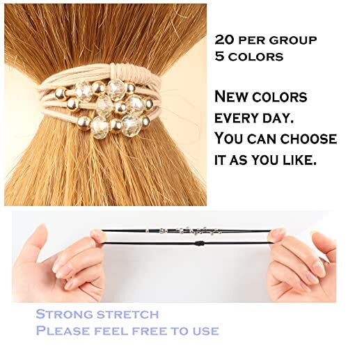 20 PCS Hair Ties for Women, Hair Tie Bracelets Plastic, No Damage Hair Brown - Afbeelding 2 van 6