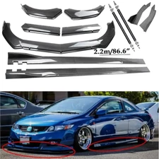 For Honda Civic SI C Carbon Fiber Front Bumper Lip Spoiler Side Skirt Body Kits