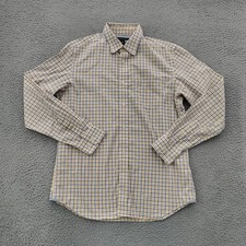 Banana Republic Button Up Shirt Mens M Yellow Blue Check Slim Fit Long Sleeve