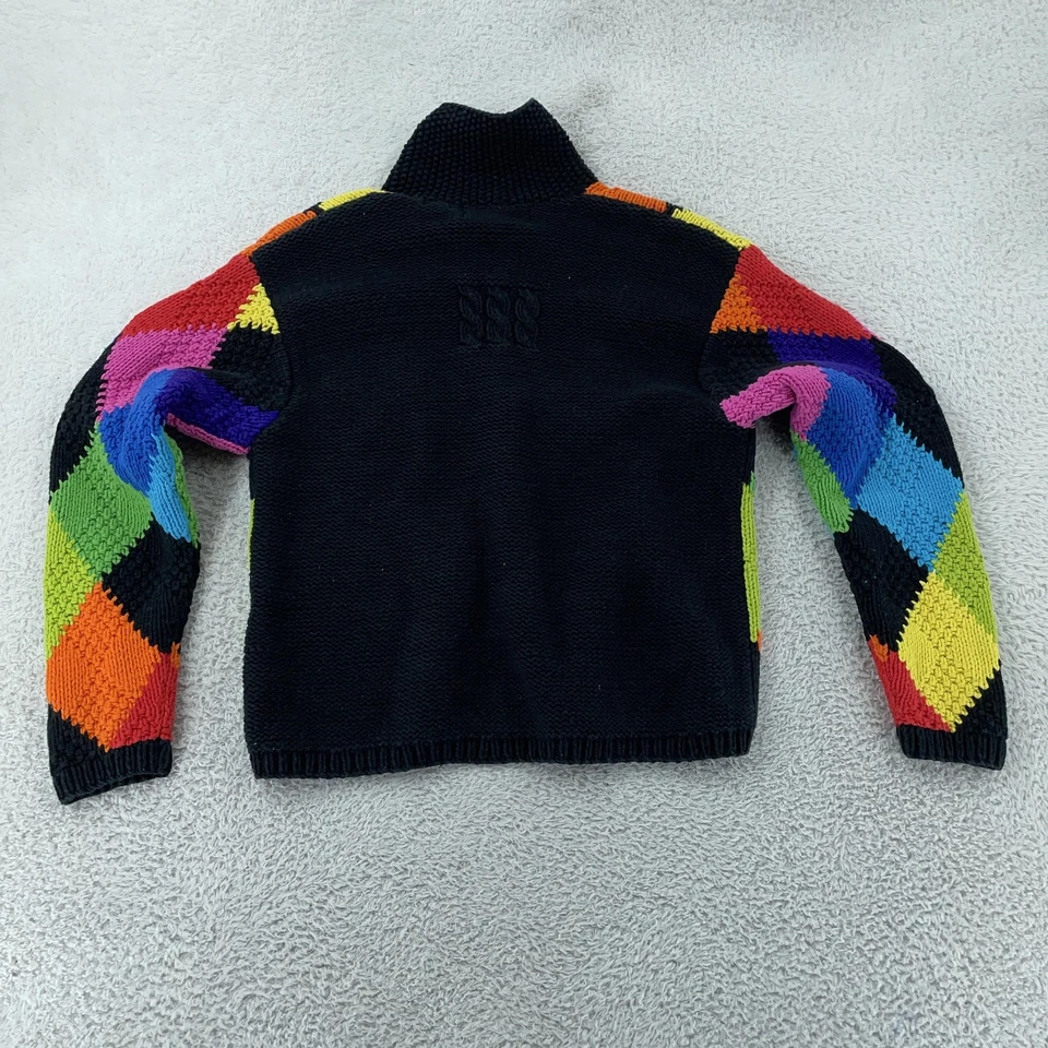 Marisa Christina 手工针织彩虹拉链开衫毛衣女式大号 Argyle — 第 4/4 张图片