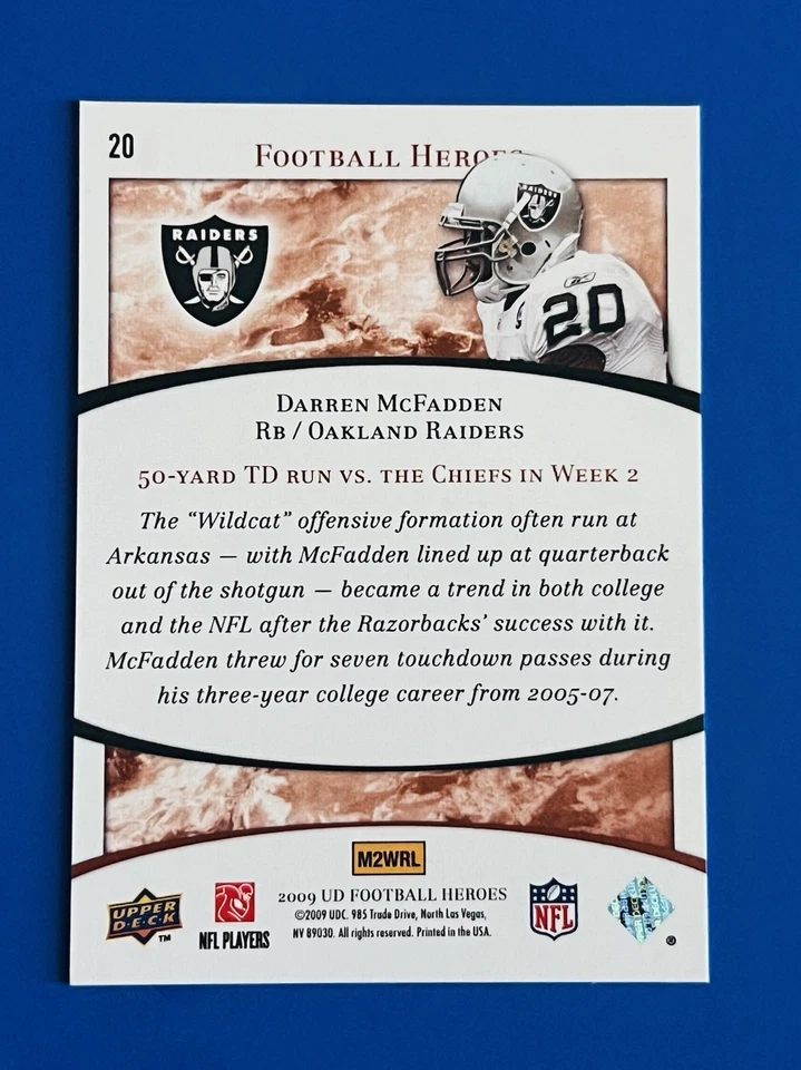 2009 UD Football Heroes Darren McFadden Raiders Orange Parallel Card #20; #d /35 - Image 2 of 2