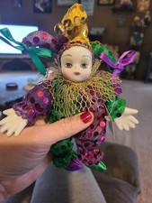 Mardi Gras purple 6 jester doll decoration