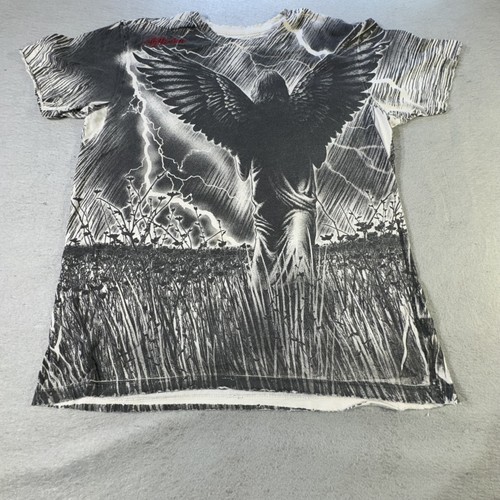 Affliction Shirt Mens 2XL Angel Lightning Graphic Distressed Made in USA y2k