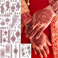 9 Pcs Henna Tattoo Kit Temporary Tattoo Adult Stickers Lace Pattern Fake Tatt...
