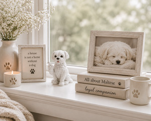 HOLIDAY GIFT - Maltese Puppy Raising Middle Finger Statue - BOLD MALTESE PUPPY
