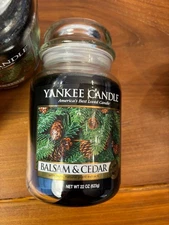 Yankee Candle Balsam and Cedar Christmas Winter Large 22 oz Jar Candle New!
