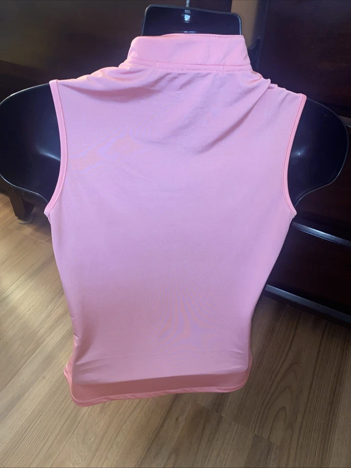 Женский топ для гольфа JAMIE SADOCK розовый и серый 1/4 на молнии без рукавов размер маленький - Изображение 4 из 4
