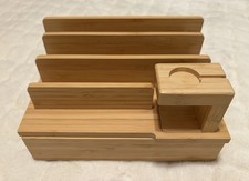 Universal Bamboo Wood Charging Station Organizer With 5 Ports