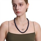 Huge 22 Inch 10-10.5mm AAAA+ ROUND Black Pearl Necklace Cultured Freshwater — photo 2