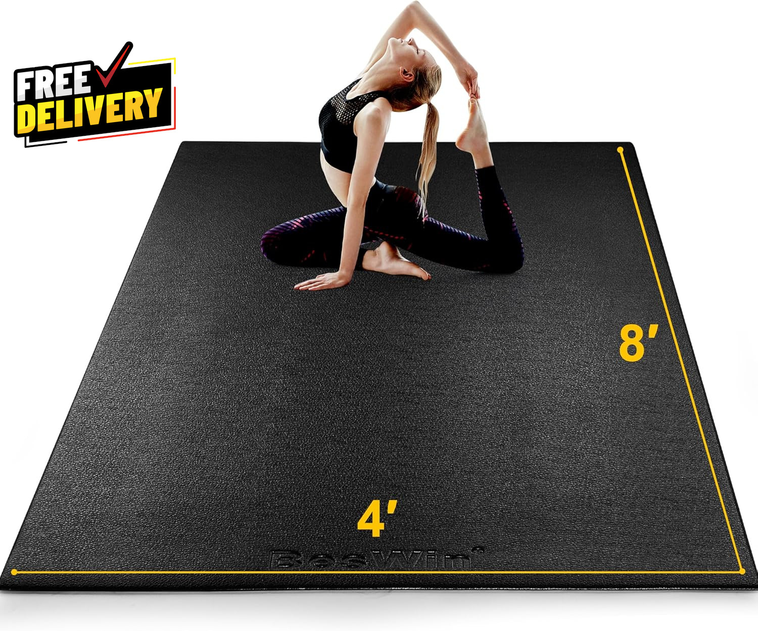 Large Exercise Mat 8'x4' Extra Thick 6-8mm Non-Slip Home Gym