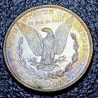 B91 💎 1881-S UNC $1 Morgan Silver Dollar - Semi Proof-Like RAINBOW Toning REV