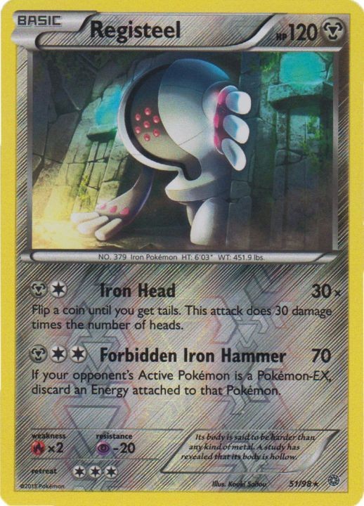 Registeel - 51/98 - Rare - Reverse Holo Near Mint Ancient Origins