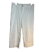 Chicos Nautical Solid White Crop Capri Pant Stretch Sz 2 / 12 / L