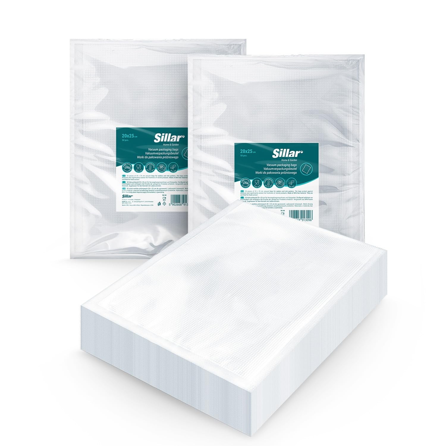 Sillar 100 Buste Sottovuoto 20x25cm Goffrate - Qualità per la Tua Dispensa