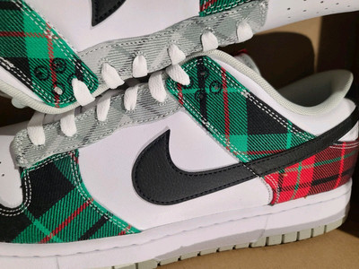 NEW Men's Size 14 Nike Dunk Low Premium Tartan Plaid Green Red