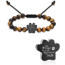 Cremation Bracelet for Ashes Stainless Steel Paw Print Urn Jewelry Braided Ro...