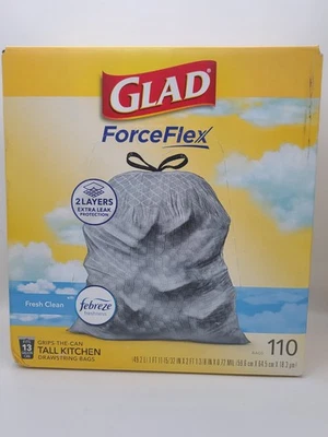 Glad 13 Gallon Kitchen Trash Bags With Febreze Freshness 110 Count Drawstring...