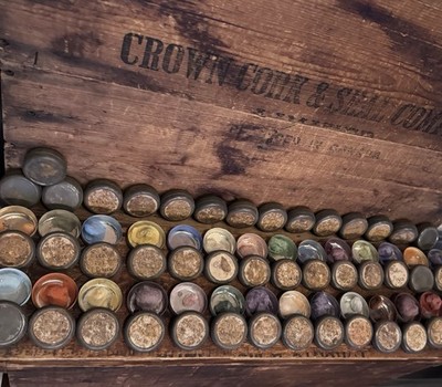 1950 Artist Oil Painters Ground Color Pigment Tin Container Set Of 43