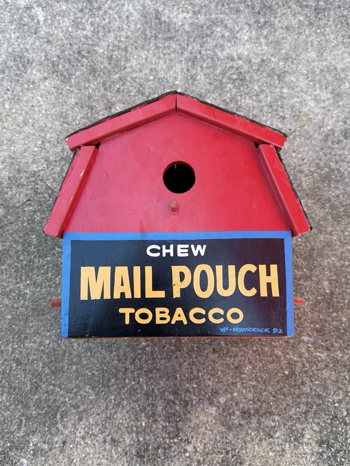 Mail Pouch Tobacco Barn Bird House Hand Painted & Signed by Harley Warrick 1992 - Image 3 of 4