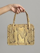 Vintage Structured Style 100 Python Snakeskin Leather Top Handle Handbag Purse