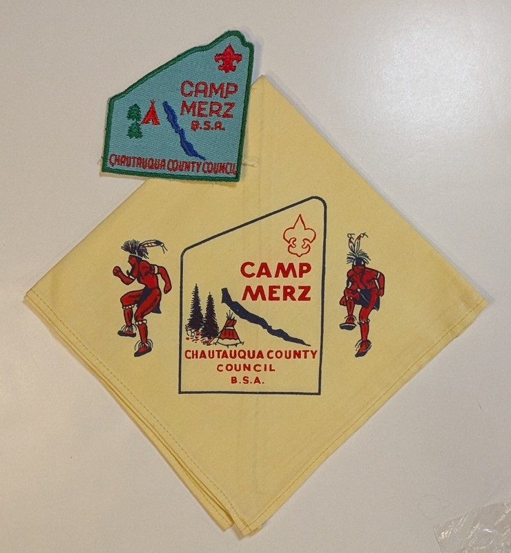 Camp Merz Patch & Neckerchief - Chautauqua County Council - BSA - 1960's? - NY