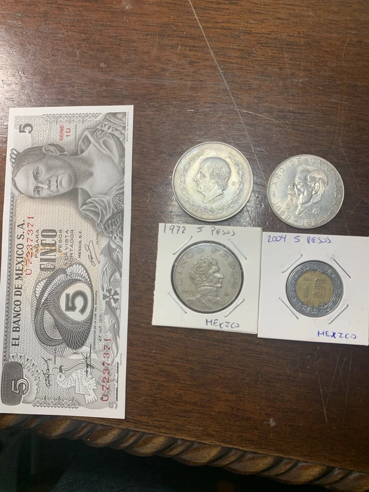 Lote de 5 pesos mexicanos Foto 2 de 3