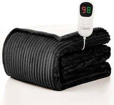 Homemate Heated Blanket Electric Throw 50 Inch x 60 Inch, 05 - Black(striped) 