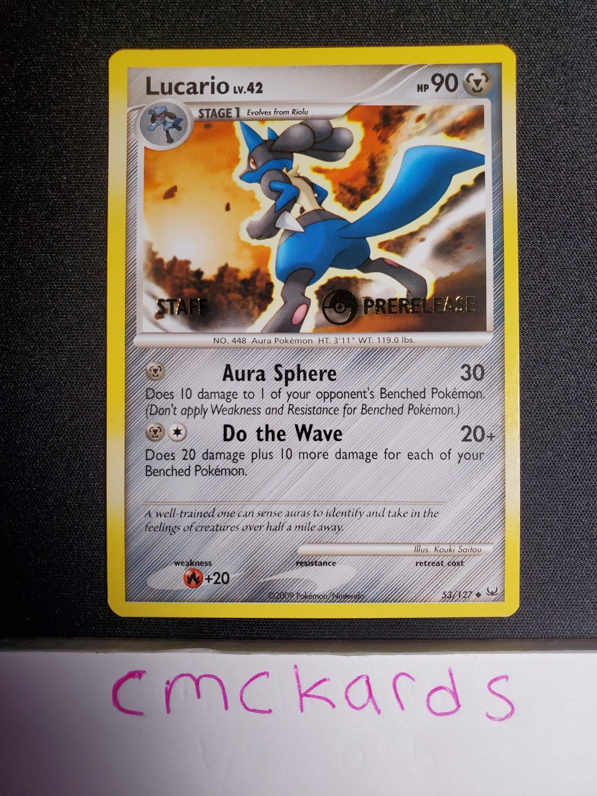 Lucario 53/127 Prerelease Staff Platinum Pokemon LP