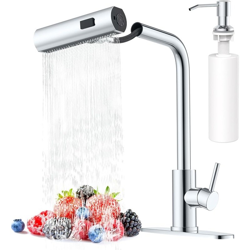 Pull Down Kitchen Faucet 14 Inch Sprayer Leak Resistant One 
