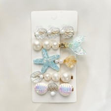 Starfish Hair Clips Set, 5 PCS Mermaid Seashell Clips for Women, Small Ocean ...