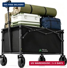 Folding Wagon Cart with Wheels, 220LBS Utility Heavy Duty Wagons Carts