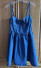 NWT FASHION NOVA Spaghetti Adjustable Strap Mini Denim Dress Woman’s XL Blue