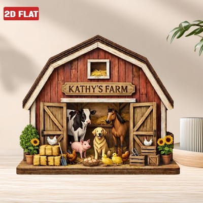 Personalize Farm Barn Wooden Block Plaque Gardening Farmhouse Block Sign 2D FLAT