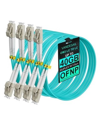 16.4FT 4Pack OM3 LC to LC Fiber Patch Cable Multimode OFNP Fiber 50/125µm