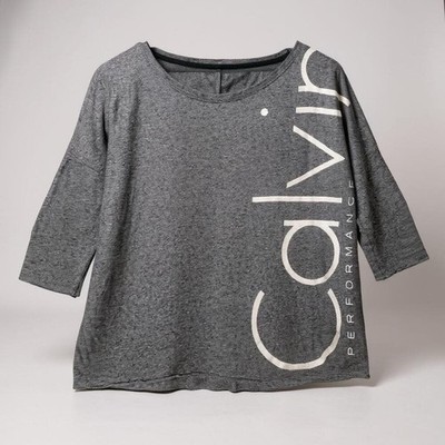 Calvin Klein Performance Womens M Gray Heathered Dolman 3/4 Sleeve Athletic Top