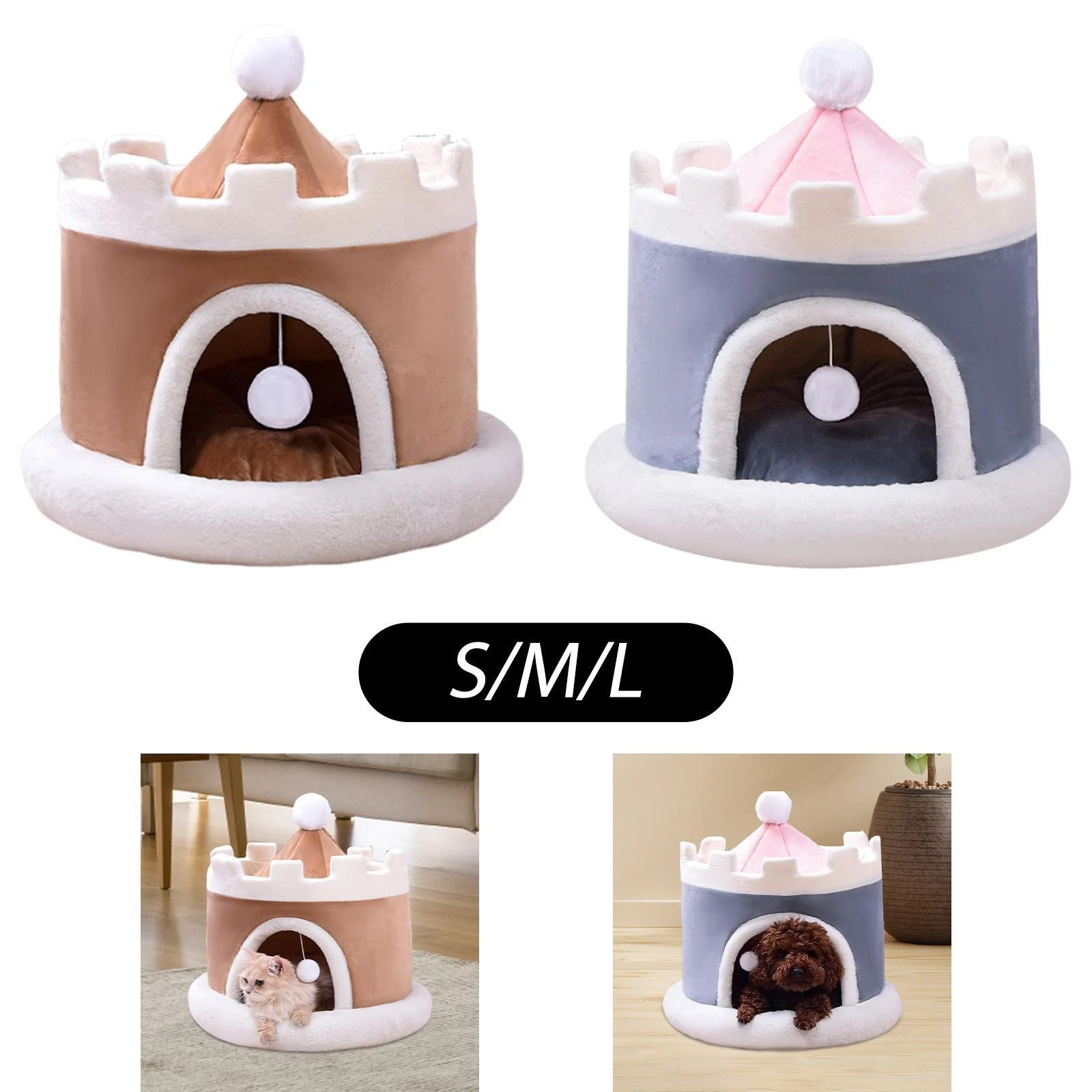 Cat Bed Small Dog House Lightweight Warm Soft Hideaway Hut Resting Pet