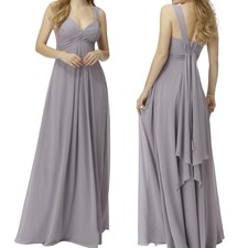 NWT Morilee Bridesmaids 21734 Chiffon V-neck Straps Sleeve Dress Dusk Size 8