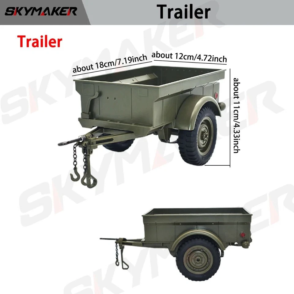 JJRC C8815 1/10 Scale Bantam T3 1/4 Ton Trailer for Willys Jeep Ford GPW - Image 2 of 4