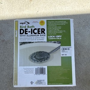 API Bird Bath De-Icer Aluminum Base 250W 10-Foot Cord Energy Efficient Silver
