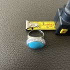 Gorgeous Sterling Silver Ring with Turquoise Stone & Diamond Accent Setting — photo 4